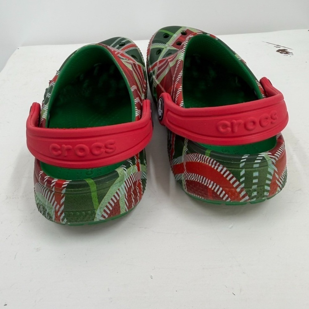 Crocs Kids Christmas Plaid C12 Clogs Red Green Holiday Slip On Shoes - Picture 5 of 12
